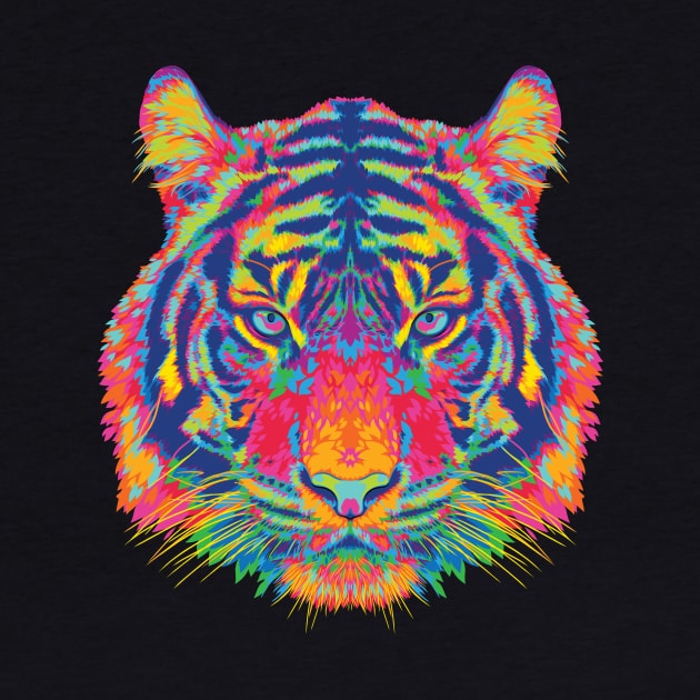 Rainbow Symmetrical Tiger by polliadesign